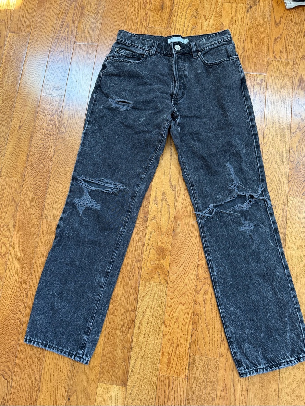 Garage Black Washed Straight Leg Jeans